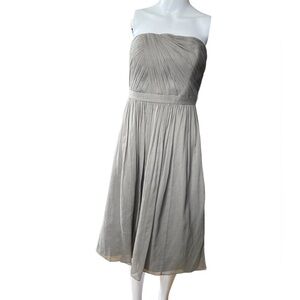 J. Crew - Womens Grey Silk Strapless Dress Sz 2